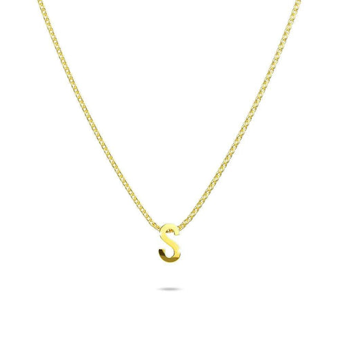 Initials Brick Alphabet Letter Necklace Gold Layered Steel Jewellery